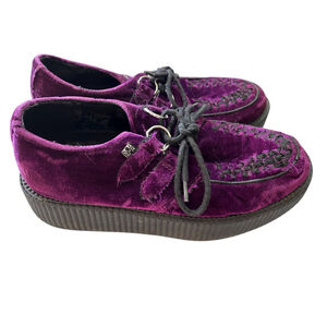 T.U.K. Violet Velvet Size 8 US Unisex Creepers Shoes Platform Rave Punk Festival